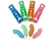 4 Pack Two Tone Silicone Skin Case for Nintendo Wii Remote and Nunchuk Nunchaku Blue Green Orange Pink