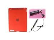 Fosmon Premium Quality Durable Red TPU Skin Case Cover for Apple iPad 2 2nd Gen with FREE Stylus Neckstrap