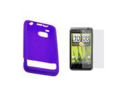 Purple Silicone Skin Soft Cover Case LCD Screen Protector for Verizon HTC ThunderBolt