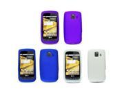 3 Premium Silicone Cover Cases Blue Clear Purple for LG Optimus S LS670