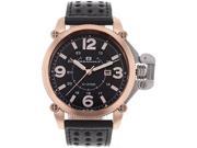 Oceanaut OC4111 Scorpion Rose Gold Tone Stainless Steel Case Leather Strap Black Tone Dial Date Display