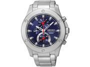Seiko Chronograph Blue Dial Stainless Steel Mens Watch SPC093