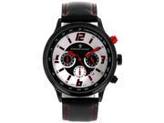Christian Van Sant CV3122 Speedway Chronograph Stainless Steel Case Leather Strap Silver and Red Tone Dial Date Display