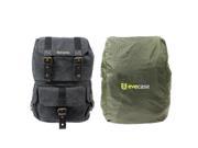 Evecase Convertible School DSLR Camera Lens Canvas Backpack Rucksack with Rain Cover Black for DSLR Cameras Water Resistant