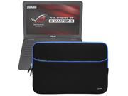 Evecase ASUS ROG GL551JW DS71 DS74 GL551JM DH71 15.6 inch Gaming Laptop Sleeve Portable Slim Neoprene Dual Pocket Storage Case – Black Blue
