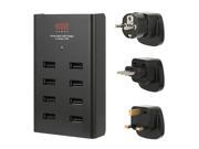 EZOPower 8 Port Smart USB Charger with UK EU Italy Adapters For iPhone Cellphone Tablet and More