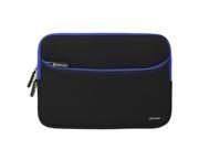 Evecase Neoprene Sleeve Case with Front Exterior Accessory Pocket for Laptops and Ultrabooks such as Macbook Air or other 11.6 inch Laptops Black with Blue Tr