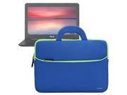 Evecase ASUS Chromebook C300MA 13.3inch Laptop Sleeve Portable Slim Neoprene Travel Carrying Case Bag w Handles and Extra Zipper Pocket – Blue