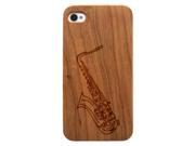 Laser Engraved Wood Phone Case Music Jazz Saxophone Maple Cherry Black Cork for iPhone 4 4s iPhone 5 5s SE iPhone 6 6s iPhone 6 6s Plus Galaxy S4 Ga