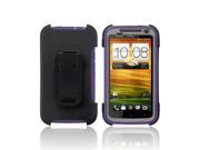 OEM Otterbox HTC One X Defender Series Silicone Over Plastic Snap On Snap On Cover W Belt Clip Screen Protector Film Guard Purple Gray