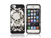 Apple Iphone 5 Plastic Cover Silver Skull W Angels On Black