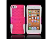Apple Iphone 5 Rubberized Plastic Cover Over Silicone W Stand Hot Pink Mesh On White