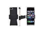 Apple Iphone 5 Rubberized Plastic Cover Over Silicone W Stand Black Mesh On White
