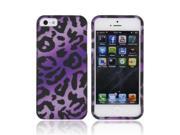 Apple Iphone 5 Rubberized Plastic Cover Purple Black Leopard