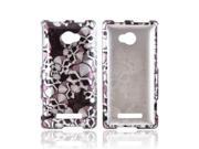 Silver Skulls On Black HTC 8x Plastic Snap On Cover