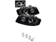 Audi A4 Projector Headlights Halogen Model Only Not Compatible With Xenon HID Model LED Halo Black Housing With Clear Lens