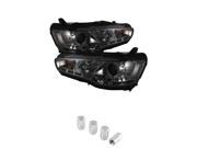 Mitsubishi Lancer EVO 10 Projector Headlights Xenon HID Model Only Not Compatible With Halogen Model LED Halo DRL Smoke Lens with Chrome Housing