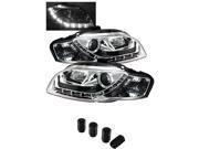 Audi A4 Projector Headlights Halogen Model Only Not Compatible With Xenon HID Model DRL Chrome Housing With Clear Lens