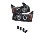 Chevy Colorado GMC Canyon Projector Headlights Halogen Model Only Not Compatible With Xenon HID Model LED Halo Black Housing With Clear Lens