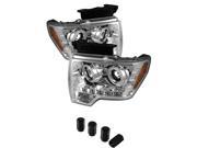 Ford F150 Projector Headlights Halogen Model Only Not Compatible With Xenon HID Model CCFL Halo LED Chrome Housing With Clear Lens