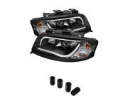 Audi A6 Projector Headlights Halogen Model Only Not Compatible with Xenon HID Model Light Tube DRL Black Housing With Clear Lens