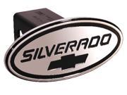 Defenderworx Silverado Black w Black Bowtie Oval 2 Billet Hitch Cover 37005