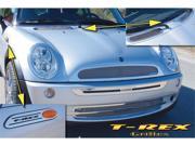 T REX 2005 2007 Mini Mini Cooper Upper Class Polished Stainless Mesh Grille Kit Includes 2 Pc Grille Hood Vents Marker Badges Bumper POLISHED 54990