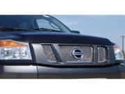 T REX 2008 2012 Nissan Titan X METAL Series Studded Main Grille Polished SS 3 Pc with Logo Opening POLISHED 6717810