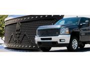 T REX 2007 2011 Chevrolet Silverado 1500 URBAN ASSAULT GRUNT Studded Main Grille w Soldier Black OPS Flat Black Custom 1 Pc Style Replaces OE Grille