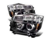 Spyder Auto Nissan Titan 04 07 Nissan Armada Halo LED Replaceable LEDs Projector Headlights Black PRO YD NTI04 HL BK