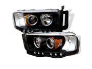 Spyder Auto Dodge Ram 1500 2500 3500 02 05 Halo LED Replaceable LEDs Projector Headlights Black PRO YD DR02 HL BK