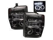 Spyder Auto Ford F250 350 450 Super Duty 08 10 Halo LED Replaceable LEDs Projector Headlights Smoke PRO YD FS08 HL SMC