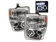Spyder Auto Ford F250 350 450 Super Duty 08 10 Halo LED Replaceable LEDs Projector Headlights Chrome PRO YD FS08 HL C