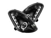 Spyder Auto Infiniti G35 03 04 4Dr Non HID DRL LED Halo Projector Headlights Black PRO YD IG35034D DRL BK