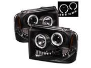 Spyder Auto Ford F250 350 450 Super Duty 05 07 Halo LED Replaceable LEDs Projector Headlights Black PRO YD FS05 HL BK