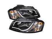 Spyder Auto Audi A3 06 08 Projector Headlights Halogen Model Only Not Compatible with Xenon HID Model Light Tube DRL Black High H1 Included Lo