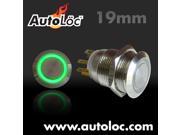 Autoloc 19Mm Latching Billet Button With Led Green Ring AUTSW43G