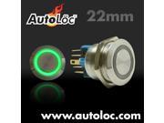 Autoloc 22Mm Momentary Billet Button With Led Green Ring AUTSW47G