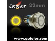 Autoloc 22Mm Momentary Billet Button With Led Yellow Ring AUTSW47Y