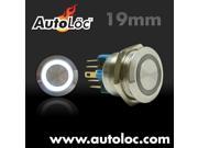 Autoloc 19Mm Latching Billet Button With Led White Ring AUTSW43W