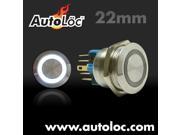 Autoloc 22Mm Momentary Billet Button With Led White Ring AUTSW47W