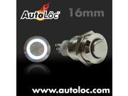 Autoloc 16Mm Momentary Billet Button With Led White Ring AUTSW38W