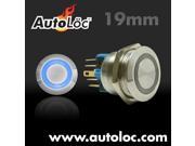 Autoloc 19Mm Momentary Billet Button With Led Blue Ring AUTSW42B