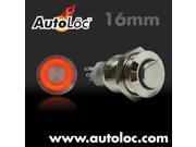 Autoloc 16Mm Latching Billet Button With Led Red Ring AUTSW39R