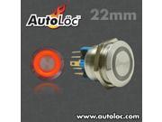 Autoloc 22Mm Latching Billet Button With Red Led Ring AUTSW46R