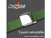 Autoloc 2 Point Retractable Airplane Buckle Army Green Seat Belt 1 Belt SB2PARAG