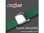 Autoloc 2 Point Retractable Airplane Buckle Dark Green Seat Belt 1 Belt SB2PARDG
