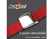 Autoloc 2 Point Retractable Airplane Buckle Red Seat Belt 1 Belt SB2PARRD