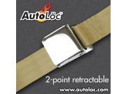 Autoloc 2 Point Retractable Airplane Buckle Tan Seat Belt 1 Belt SB2PARTN
