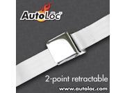 Autoloc 2 Point Retractable Airplane Buckle White Seat Belt 1 Belt SB2PARWT